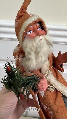 Rare Antique Papier-mâché German Belsnickle Christmas Santa Claus With Sleigh