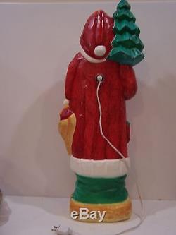 Rare Blow Mold Yard Light Decor Santa Claus Old World Christmas Plastic Vintage