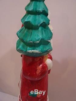 Rare Blow Mold Yard Light Decor Santa Claus Old World Christmas Plastic Vintage