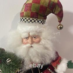 Rare MACKENZIE-CHILDS 22 Harlequin Santa Claus Figure Courtly Check Christmas