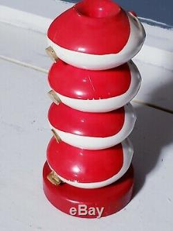 Rare MCM Holt Howard Stacking Santa Claus Salt & Pepper Shaker Set On Wood Stand