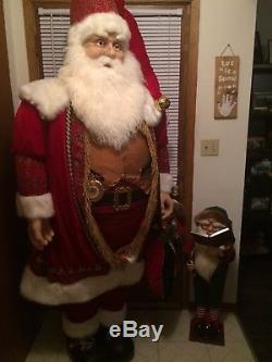 Rare Member's Mark Life Size Giant Collectors Velvet Santa Claus & Animated Elf