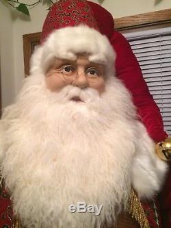 Rare Member's Mark Life Size Giant Collectors Velvet Santa Claus & Animated Elf