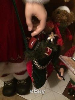 Rare Member's Mark Life Size Giant Collectors Velvet Santa Claus & Animated Elf