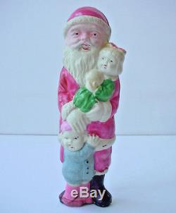 Rare Old or Antique Santa Claus with Children Celluloid Figure Marked Japan