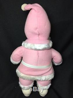 Rare PINK Vintage Rushton Santa Claus Plush Doll With Rubber Face The Rushton Co