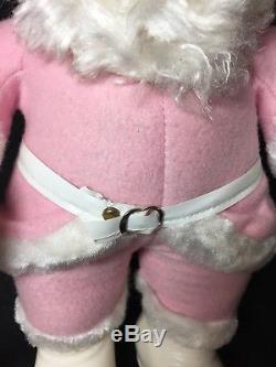 Rare PINK Vintage Rushton Santa Claus Plush Doll With Rubber Face The Rushton Co