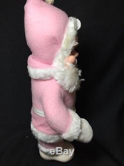 Rare PINK Vintage Rushton Santa Claus Plush Doll With Rubber Face The Rushton Co