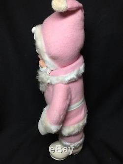 Rare PINK Vintage Rushton Santa Claus Plush Doll With Rubber Face The Rushton Co