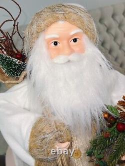 Rare! Santa Claus Christmas 24 Tall Figure Holiday Decor, White Fur Boot Gift