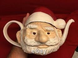 Rare Signed Steven Mcgovney Santa Claus Art Pottery Teapot Christmas Old Man Exc