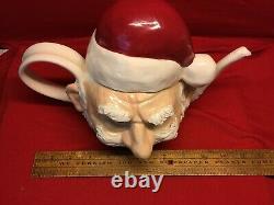 Rare Signed Steven Mcgovney Santa Claus Art Pottery Teapot Christmas Old Man Exc