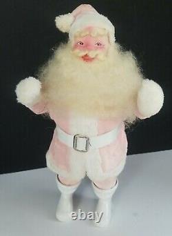 Rare Vintage Harold Gale Pink Velvet Rosey Santa Claus Doll 15.5 Tall