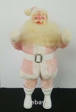 Rare Vintage Harold Gale Pink Velvet Rosey Santa Claus Doll 15.5 Tall