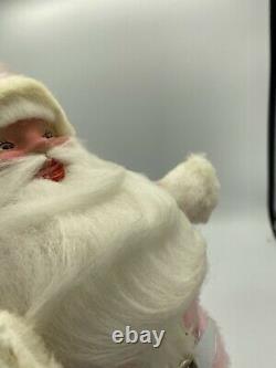Rare Vintage Harold Gale Pink Velvet Santa Claus Doll 15.5 Tall