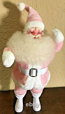 Rare Vintage Harold Gale Pink Velvet Santa Claus Doll 15.5 Tall Excellent Cond