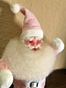 Rare Vintage Harold Gale Pink Velvet Santa Claus Doll 15.5 Tall Excellent Cond