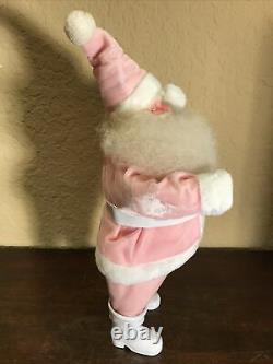 Rare Vintage Harold Gale Pink Velvet Santa Claus Doll 15.5 Tall Excellent Cond