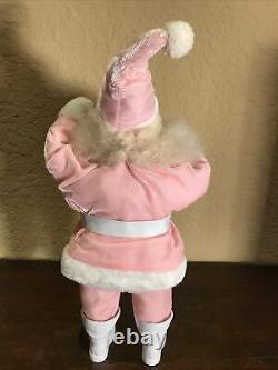 Rare Vintage Harold Gale Pink Velvet Santa Claus Doll 15.5 Tall Excellent Cond