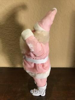 Rare Vintage Harold Gale Pink Velvet Santa Claus Doll 15.5 Tall Excellent Cond