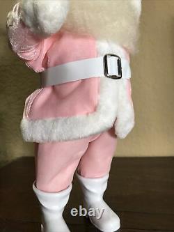 Rare Vintage Harold Gale Pink Velvet Santa Claus Doll 15.5 Tall Excellent Cond