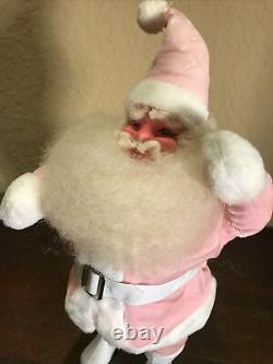 Rare Vintage Harold Gale Pink Velvet Santa Claus Doll 15.5 Tall Excellent Cond