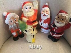 Rare Vintage Lot Of Five Rubber Figures (squeak) Santa Claus Snowman