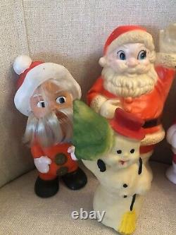 Rare Vintage Lot Of Five Rubber Figures (squeak) Santa Claus Snowman