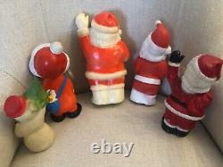 Rare Vintage Lot Of Five Rubber Figures (squeak) Santa Claus Snowman