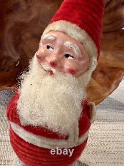 Rare Vintage Santa Claus Figure Chenille Celluloid Mica Bobble Head