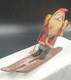 Rare Vintage Santa Claus Skiing With Sack On Back Made In Japan