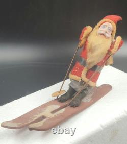 Rare Vintage Santa Claus Skiing With Sack On Back Made In Japan
