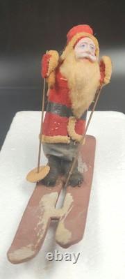 Rare Vintage Santa Claus Skiing With Sack On Back Made In Japan