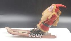 Rare Vintage Santa Claus Skiing With Sack On Back Made In Japan