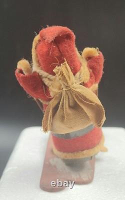 Rare Vintage Santa Claus Skiing With Sack On Back Made In Japan