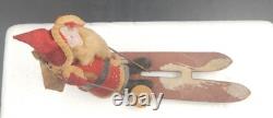 Rare Vintage Santa Claus Skiing With Sack On Back Made In Japan