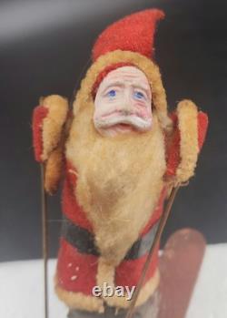 Rare Vintage Santa Claus Skiing With Sack On Back Made In Japan