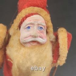 Rare Vintage Santa Claus Skiing With Sack On Back Made In Japan