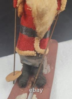 Rare Vintage Santa Claus Skiing With Sack On Back Made In Japan