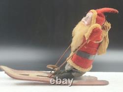 Rare Vintage Santa Claus Skiing With Sack On Back Made In Japan
