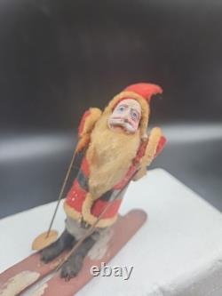Rare Vintage Santa Claus Skiing With Sack On Back Made In Japan