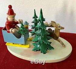 Rare Vintage Steinbach German Western Zone Large Santa Claus & Sleigh Figurine