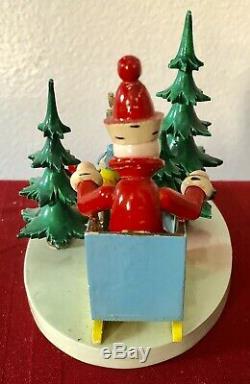 Rare Vintage Steinbach German Western Zone Large Santa Claus & Sleigh Figurine