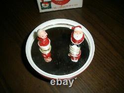 Rare Vtg Musical Dancing Mr & Mrs Santa Claus Music Box Mirror Kurt Adler