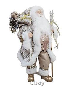 Rare WINTER Cream Gold SANTA 18 standing HTF Bag Presents Crystal Star Staff