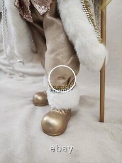 Rare WINTER Cream Gold SANTA 18 standing HTF Bag Presents Crystal Star Staff