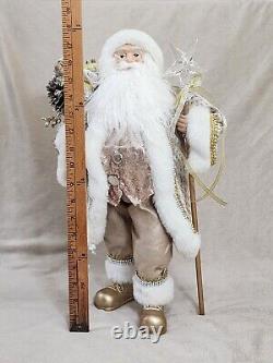 Rare WINTER Cream Gold SANTA 18 standing HTF Bag Presents Crystal Star Staff