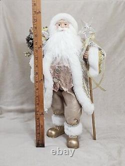 Rare WINTER Cream Gold SANTA 18 standing HTF Bag Presents Crystal Star Staff