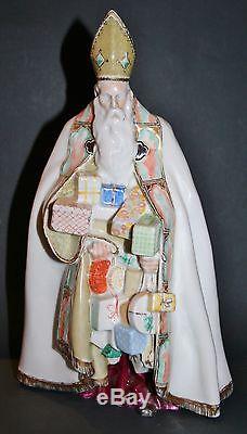 Rare vintage art deco holy St. Nick glazed porcelain TK Thun Bohemia santa claus