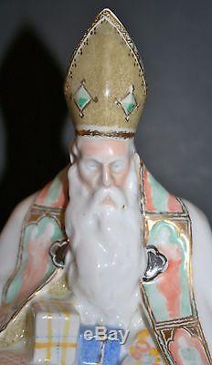 Rare vintage art deco holy St. Nick glazed porcelain TK Thun Bohemia santa claus